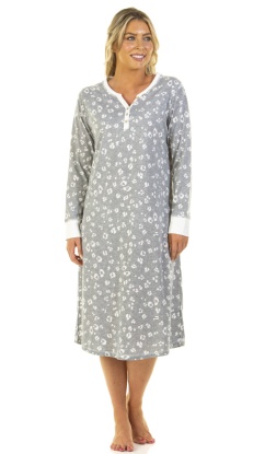 Wysteria Lane Heather Leopard Print Long Sleeve Nightdress